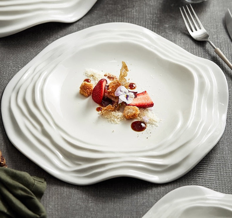 pasta shaped luxurious dinner plate in ivory