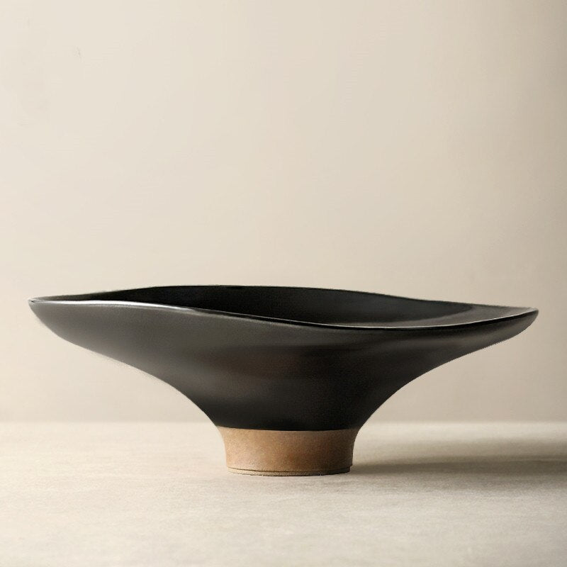 modern ceramic fruit bowl for living area in black