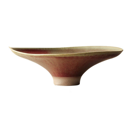 modern ceramic fruit bowl for living area in earth tone brown