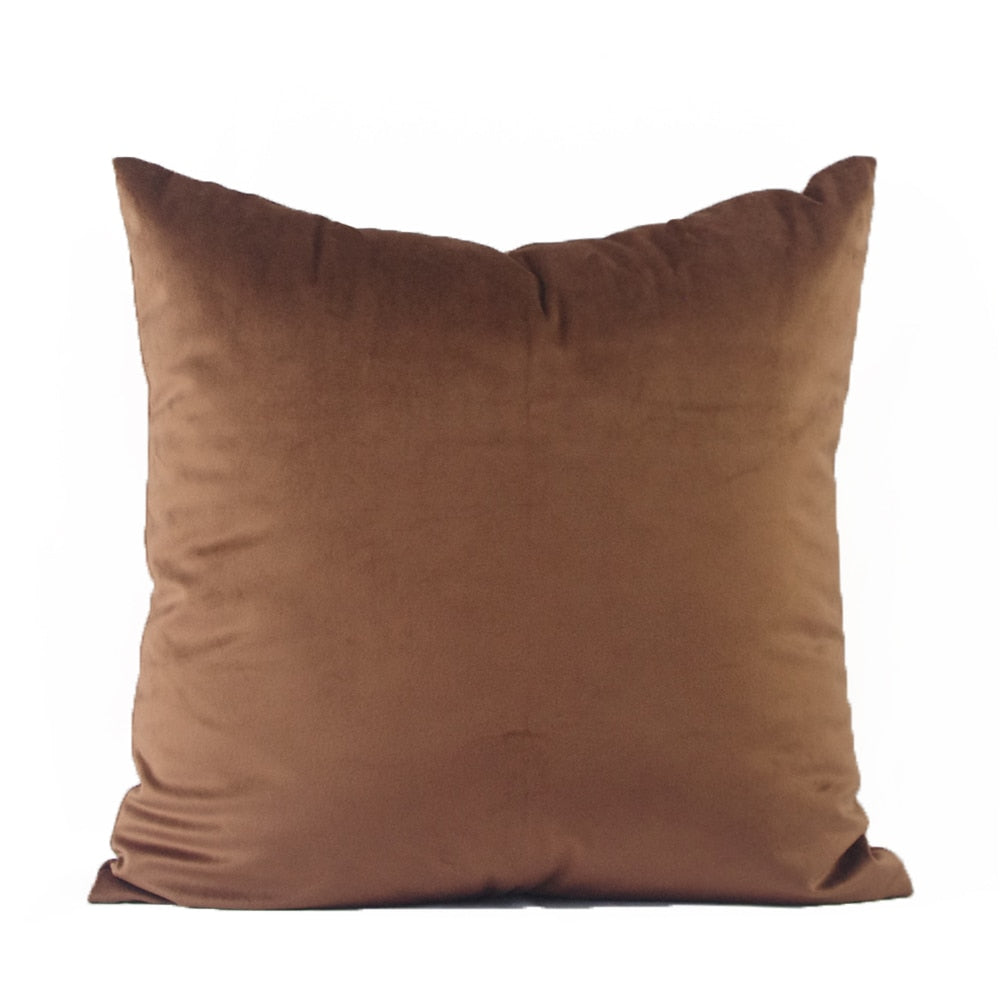 elegant anti wrinkle velvet pillow covers in nude chocolate brown