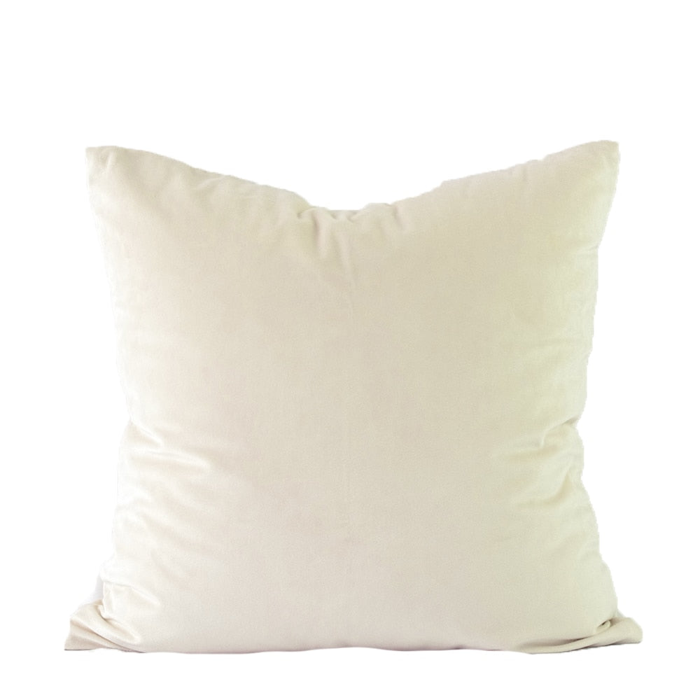 elegant anti wrinkle velvet pillow covers in cream egg shell white