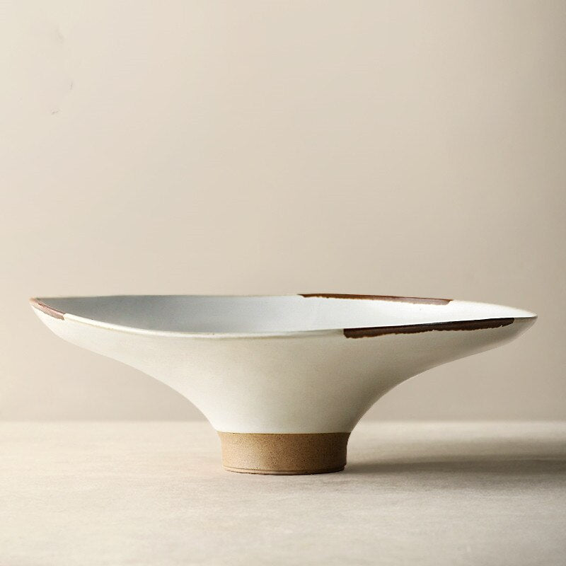 modern ceramic fruit bowl for living area in white