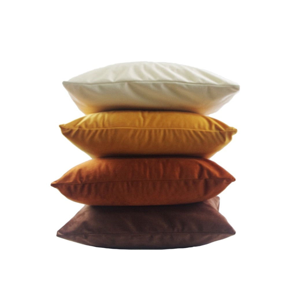 elegant anti wrinkle velvet pillow covers in shades of nude brown