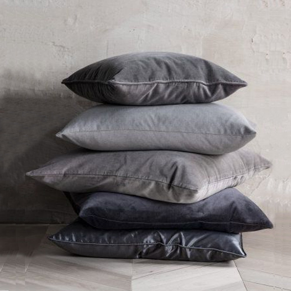 elegant anti wrinkle velvet pillow covers in shades of grey