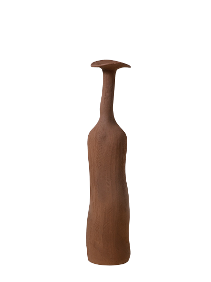 prime clay ceramic disfigured vase tea brown