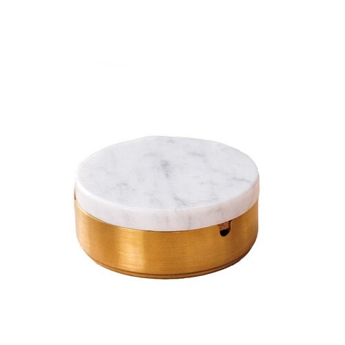 cream white marble ashtray and spice decor small