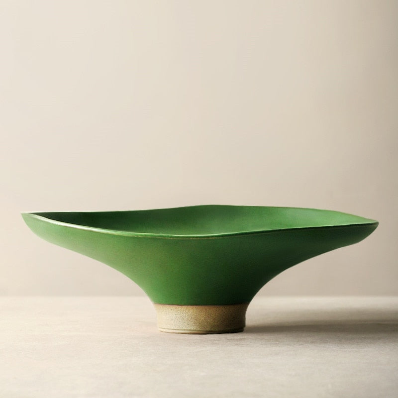 modern ceramic fruit bowl for living area in kelly apple green