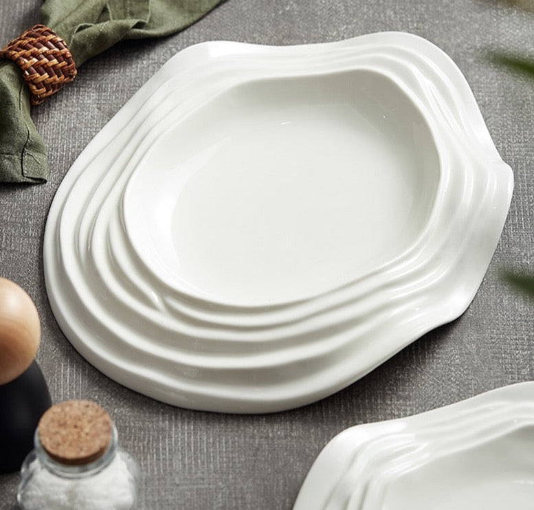 pasta shaped luxurious dinner plate in ivory