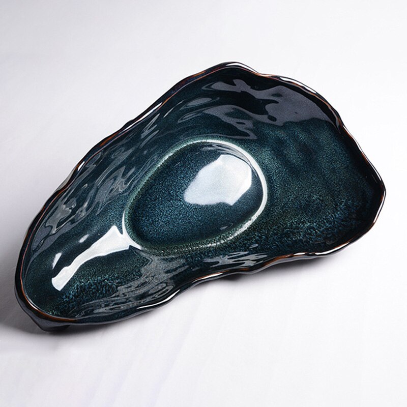 ceramic blue green oyster serving bowl